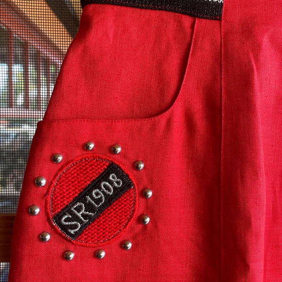 Red Linen Joseph Ho Skirt sz 8 - Picture 4 of 8